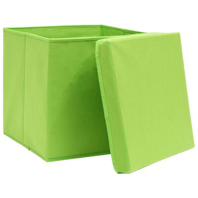 vidaXL Κουτιά Αποθήκευσης με Καπάκια 10 τεμ Πράσινα 32x32x32εκ Ύφασμα