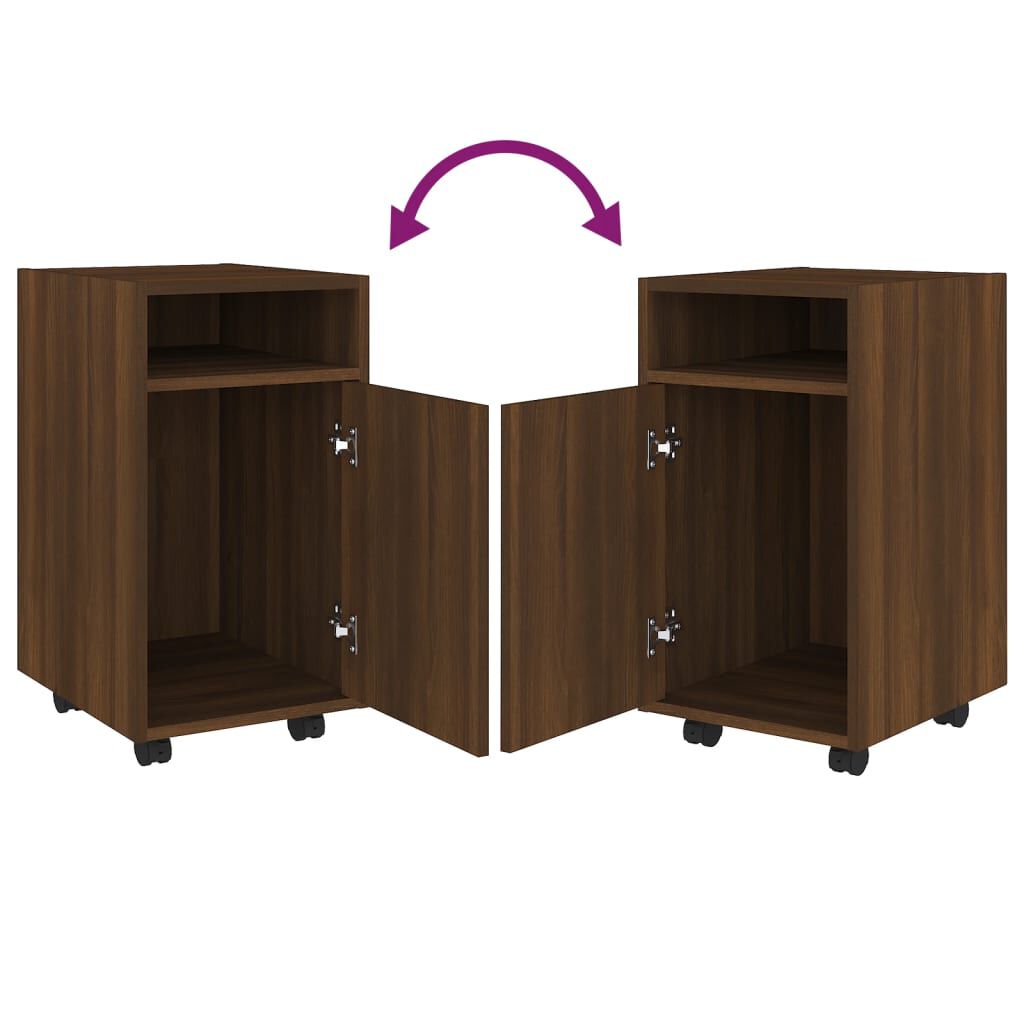 vidaXL Ντουλάπι με Ροδάκια Καφέ Δρυς 33x38x60 εκ. Επεξεργασμένο ξύλο