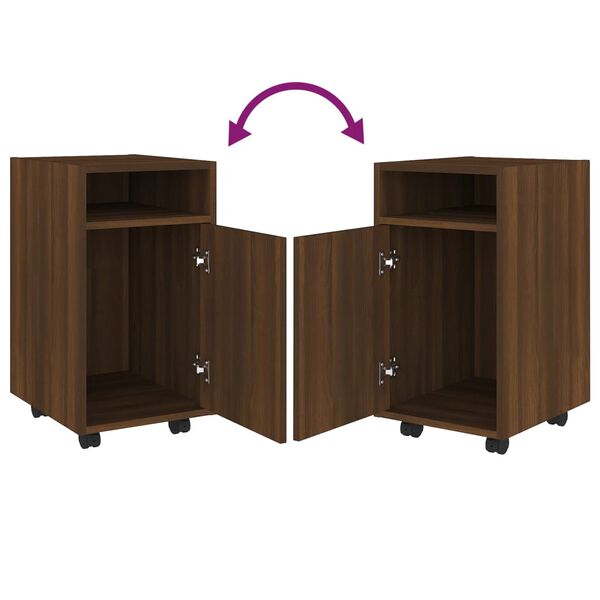 vidaXL Ντουλάπι με Ροδάκια Καφέ Δρυς 33x38x60 εκ. Επεξεργασμένο ξύλο
