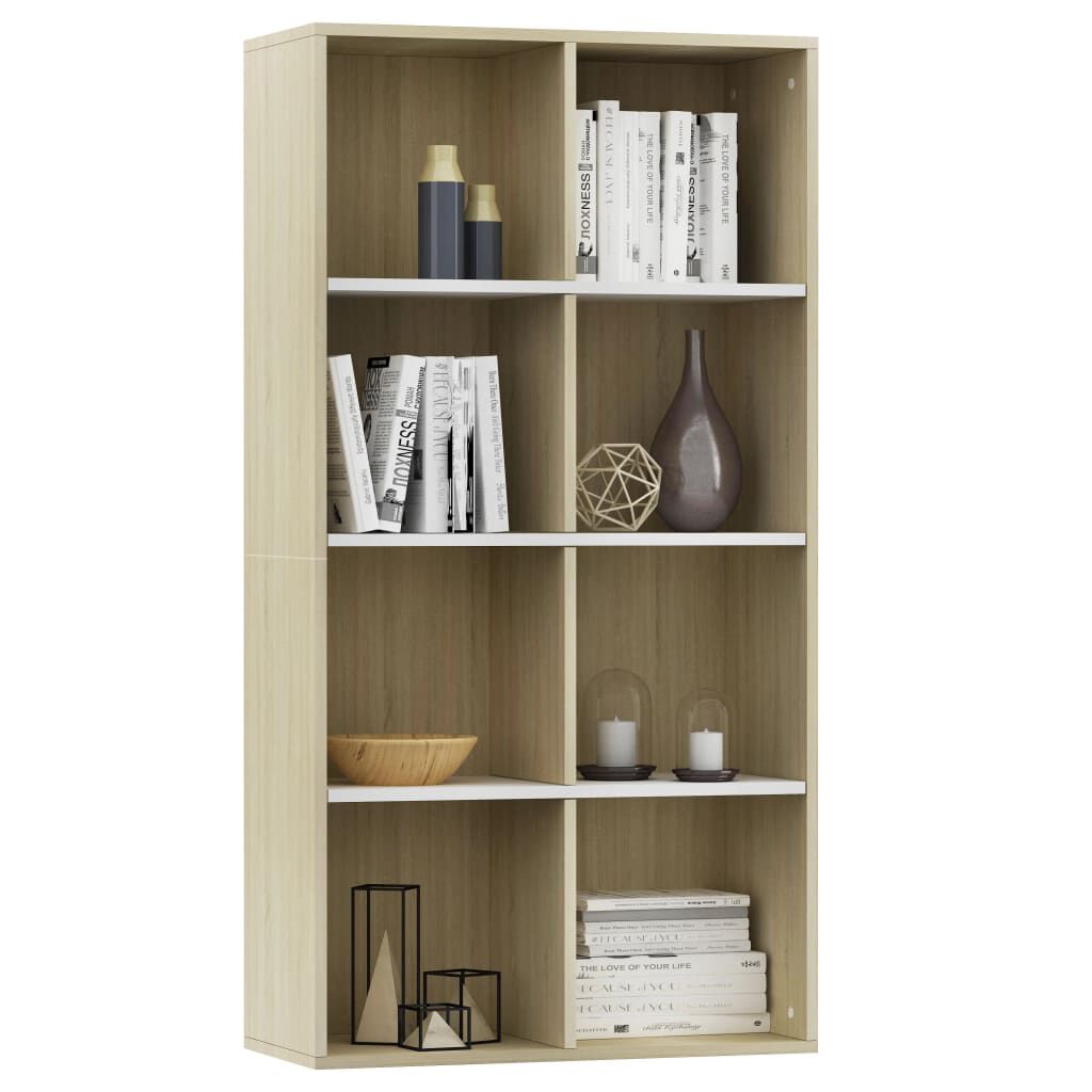 vidaXL Ραφιέρα/Βιβλιοθήκη Λευκή/Sonoma 66x30x130 εκ. από Μοριοσανίδα