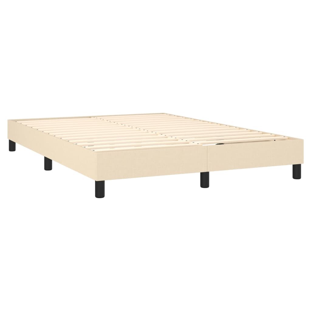 vidaXL Κρεβάτι Boxspring με Στρώμα & LED Κρεμ 140x190 εκ. Υφασμάτινο