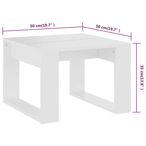 Τραπέζι Βοηθητικό Λευκό 50 x 50 x 35 εκ. από Επεξεργ. Ξύλο