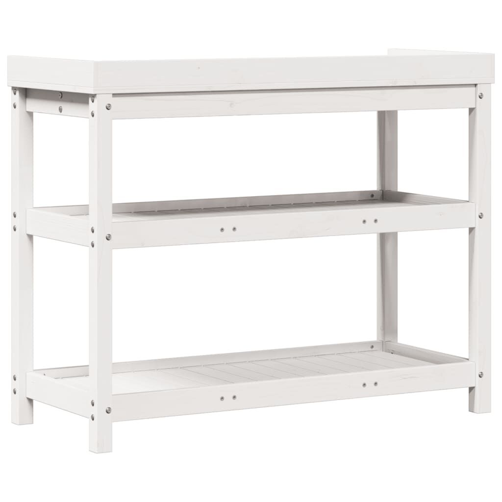 vidaXL Τραπέζι Κηπουρικής με Ράφια 108x45x86,5 εκ. Μασίφ Ξύλο Πεύκου