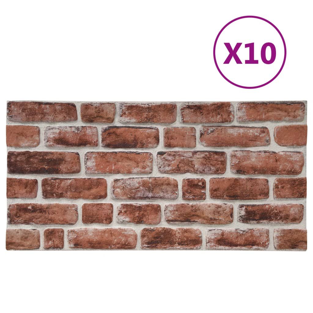vidaXL Πάνελ Τοίχου 3D 10 τεμ. Σχέδιο Τούβλα Σκούρο Καφέ EPS