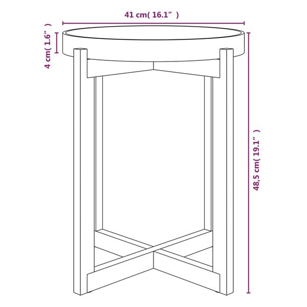 vidaXL Τραπεζάκι Σαλονιού Γκρι 41x41x48,5 εκ. Επεξ. Ξύλο&Μασίφ Πεύκο
