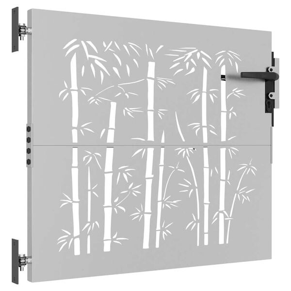 vidaXL Πόρτα Κήπου από Μπαμπού με Σχέδιο από Ατσάλι Corten 85x75 εκ.