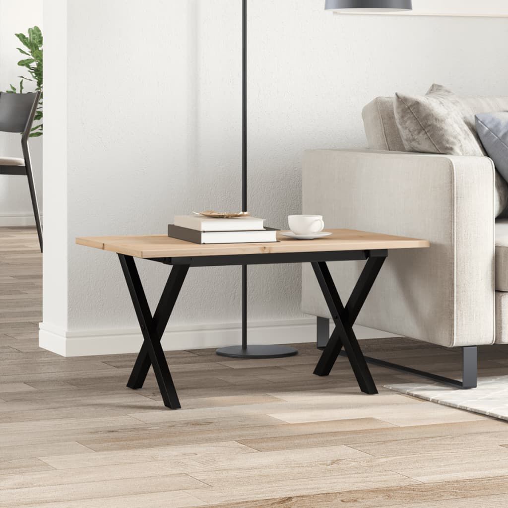 vidaXL Τραπεζάκι Σαλονιού Πλαίσιο X 80x50x40εκ Μασίφ Πεύκο/Ατσάλι