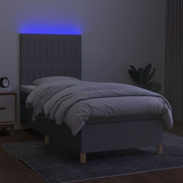 vidaXL &Kappa;&rho;&epsilon;&beta;ά&tau;&iota; Boxspring &mu;&epsilon; &Sigma;&tau;&rho;ώ&mu;&alpha; & LED &Alpha;&nu;.&Gamma;&kappa;&rho;&iota; 80x200 &epsilon;&kappa;. &Upsilon;&phi;&alpha;&sigma;&mu;ά&tau;&iota;&nu;&omicron;