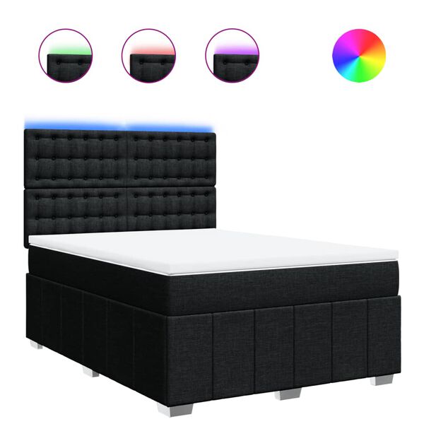 vidaXL Κρεβάτι Boxspring με Στρώμα Μαύρο 160x200 εκ. Υφασμάτινο