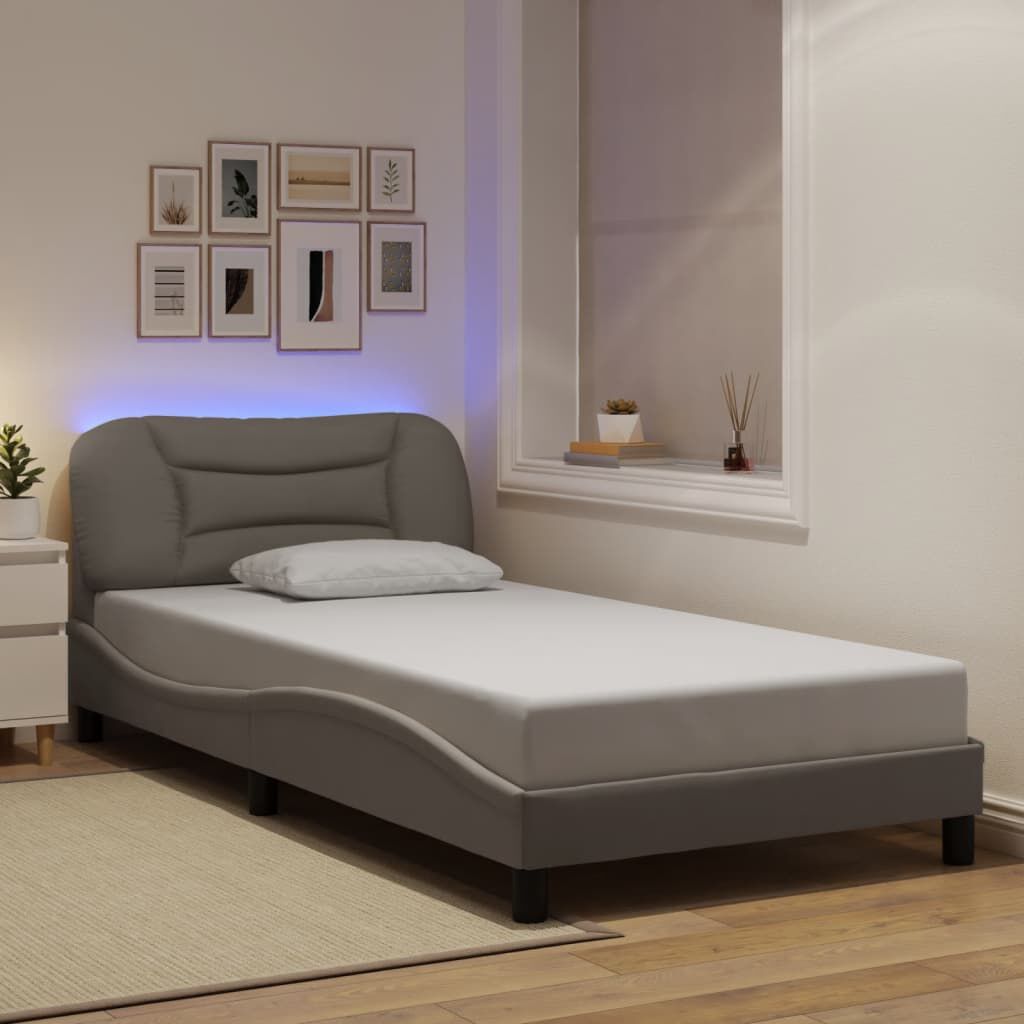 vidaXL Σκελετός Κρεβατιού με LED Χωρίς Στρώμα Taupe 100 x 200 εκ.