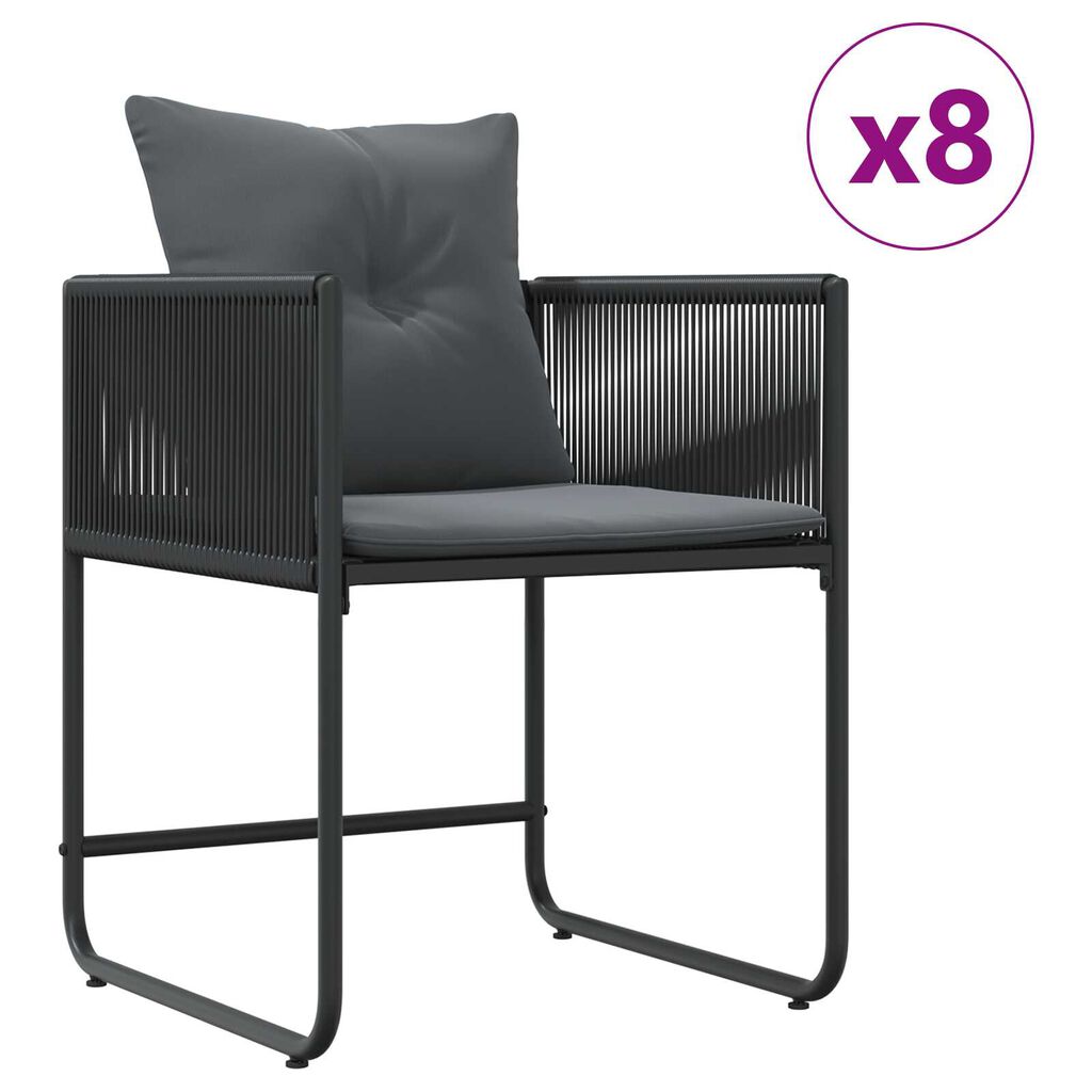 vidaXL Σέτ φαγητού για κήπο 9 pcs Μαύρο Ατσάλι