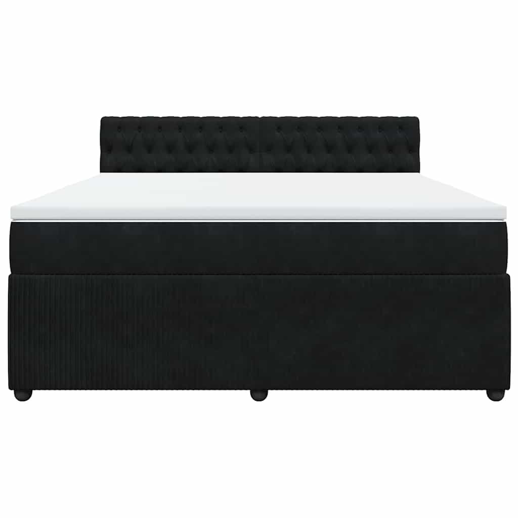 vidaXL Κρεβάτι Boxspring με Στρώμα Μαύρο 180x200 εκ. Βελούδινο