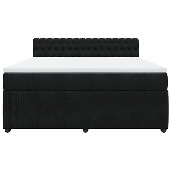 vidaXL Κρεβάτι Boxspring με Στρώμα Μαύρο 180x200 εκ. Βελούδινο