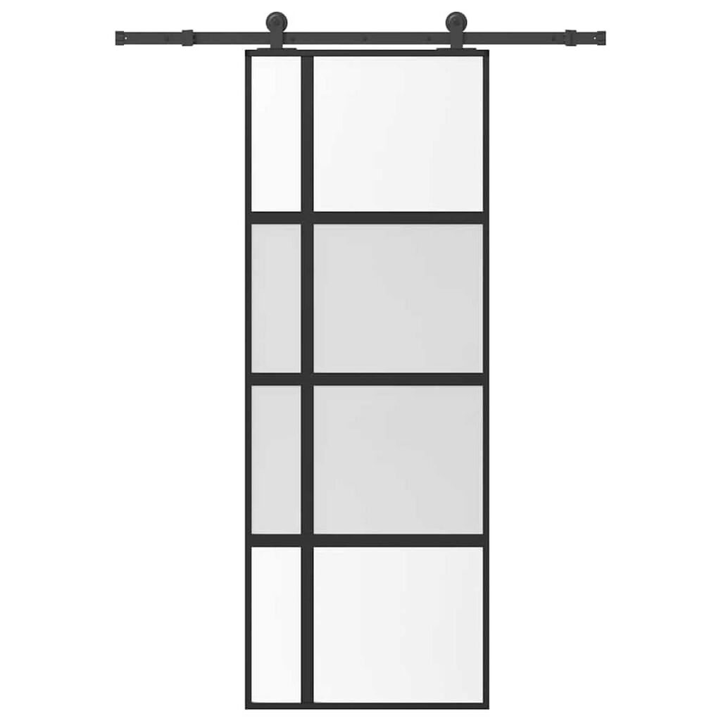 vidaXL Συρόμενη πόρτα με σετ υλικού 76x205 cm από γυαλί&Αλουμίνιο