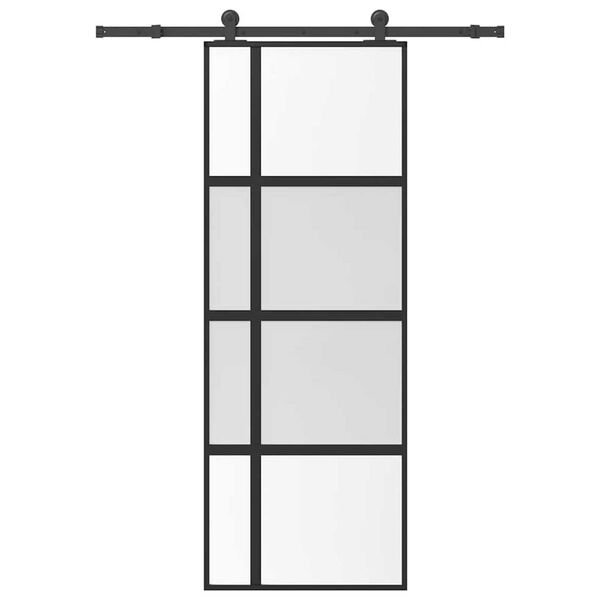 vidaXL Συρόμενη πόρτα με σετ υλικού 76x205 cm από γυαλί&Αλουμίνιο
