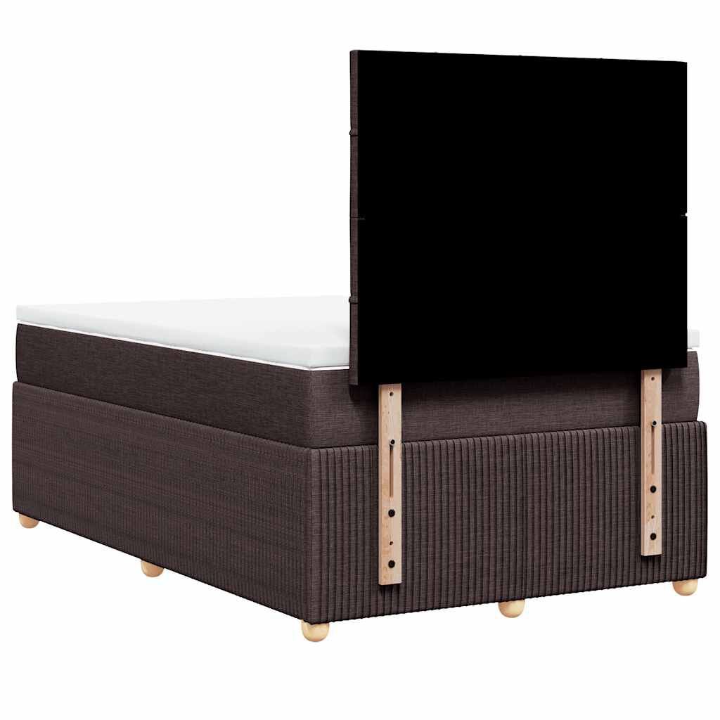 vidaXL Κρεβάτι Boxspring με Στρώμα Σκούρο Καφέ 120x190 εκ Υφασμάτινο