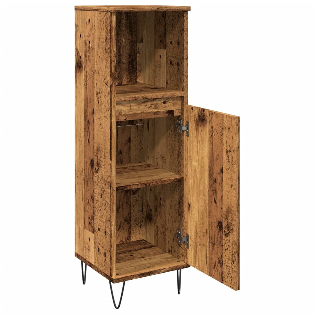 vidaXL Ντουλάπι μπάνιου Παλιό ξύλο 30x30x100 cm Κατασκευασμένο ξύλο