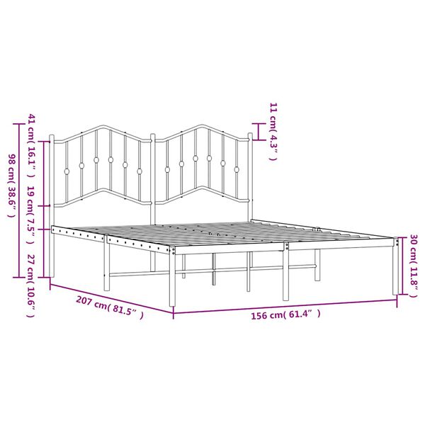vidaXL Πλαίσιο Κρεβατιού με Κεφαλάρι Λευκό 150 x 200 εκ. Μεταλλικό