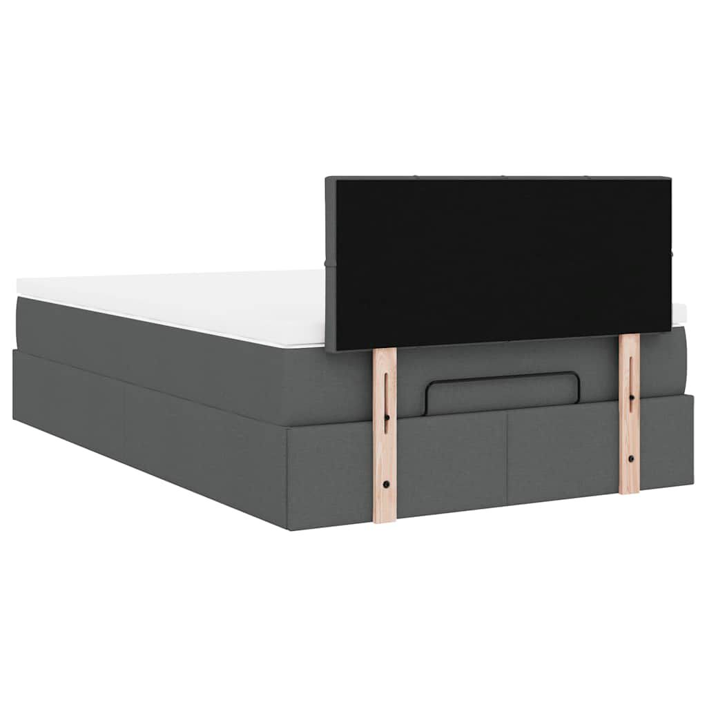vidaXL Οθωμανικό κρεβάτι με στρώμα & LEDs Σκούρο γκρι 120x200cm Ύφασμα