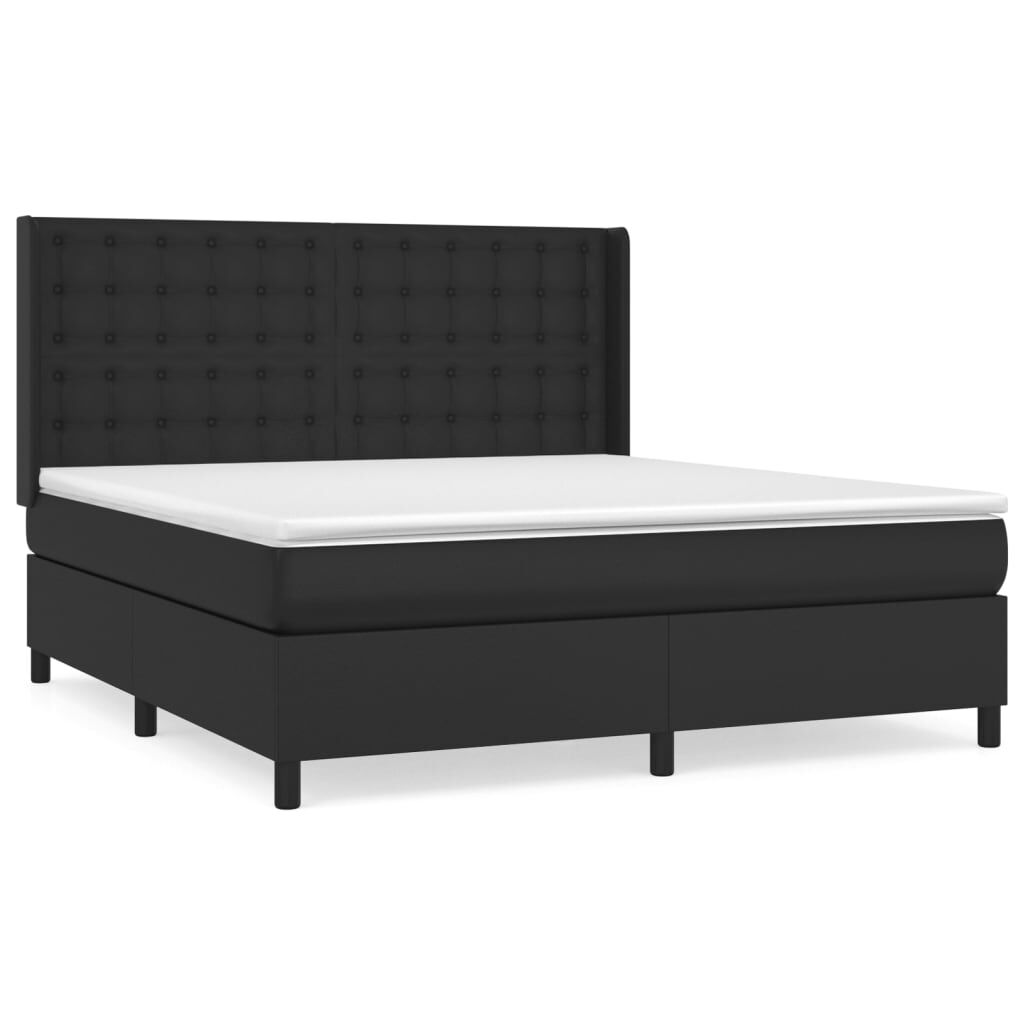 vidaXL Κρεβάτι Boxspring με Στρώμα Μαύρο 180x200εκ.από Συνθετικό Δέρμα