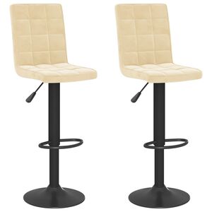 vidaXL Σκαμπό Μπαρ 2 τεμ. Κρεμ Βελούδινα
