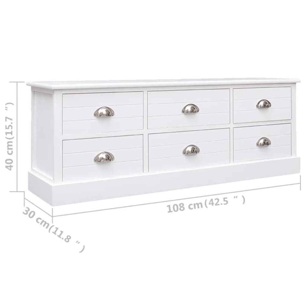 vidaXL Έπιπλο Τηλεόρασης Λευκό 108 x 30 x 40 εκ. Μασίφ Ξύλο Παυλώνιας