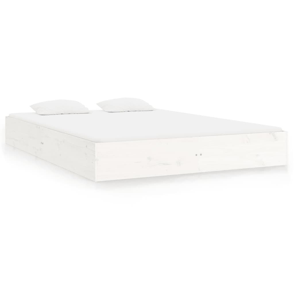 vidaXL Πλαίσιο Κρεβατιού Λευκό 150 x 200 εκ. Μασίφ Ξύλο King Size