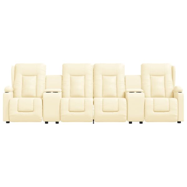 vidaXL Πολυθρόνα Μασάζ Τετραθέσια Ποτηροθήκη Ανακλ. Κρεμ Συνθ. Δέρμα