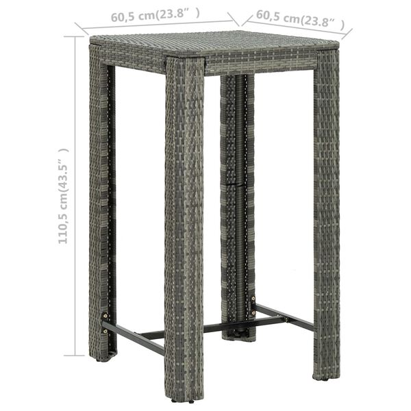 vidaXL Τραπέζι Μπαρ Κήπου Γκρι 60,5x60,5x110,5 εκ. από Συνθετικό Ρατάν