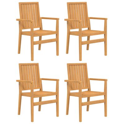vidaXL Καρέκλες Κήπου Στοιβαζόμενες 4 τεμ. 56,5x57,5x91 εκ. Μασίφ Teak