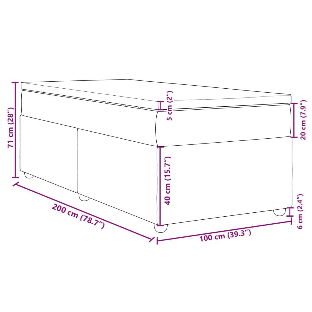 vidaXL Κρεβάτι Boxspring με Στρώμα Ανοιχτό Γκρι 100x200 εκ. Υφασμάτινο