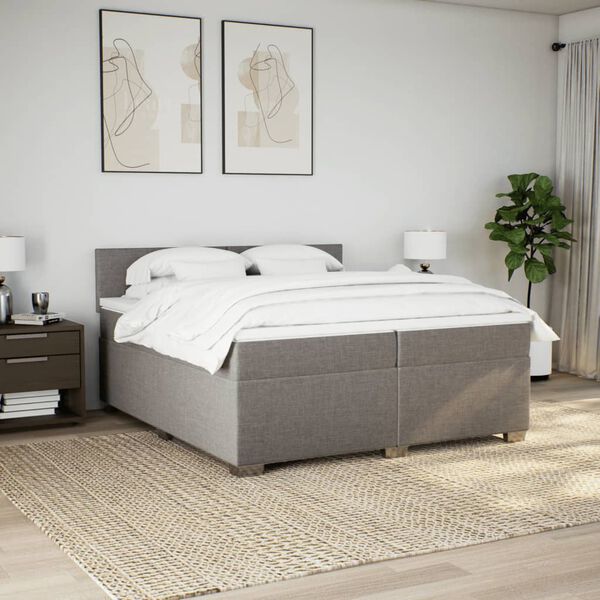vidaXL &Kappa;&rho;&epsilon;&beta;ά&tau;&iota; Boxspring &mu;&epsilon; &Sigma;&tau;&rho;ώ&mu;&alpha; Taupe 200x200 &epsilon;&kappa;. &Upsilon;&phi;&alpha;&sigma;&mu;ά&tau;&iota;&nu;&omicron;