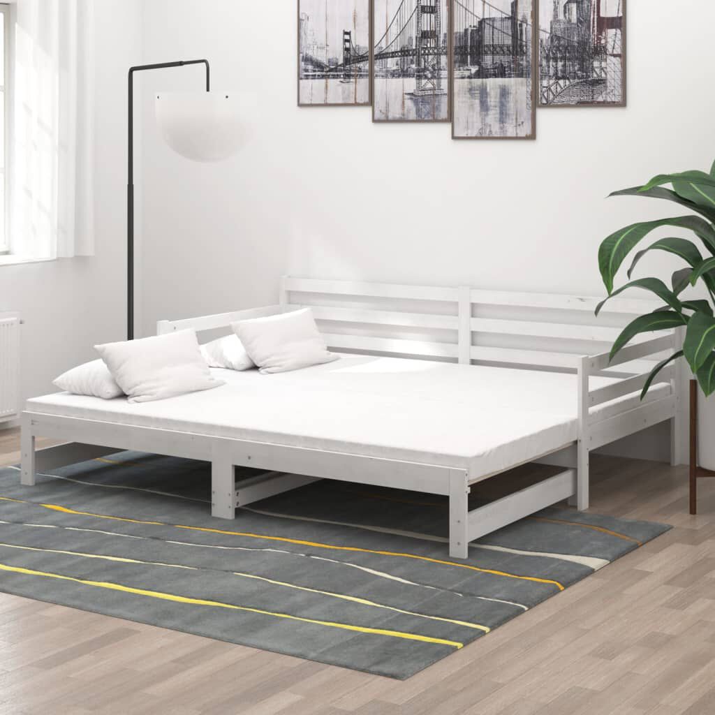 vidaXL Καναπές Κρεβάτι Λευκός 2 x (90 x 200) εκ. από Μασίφ Ξύλο Πεύκου