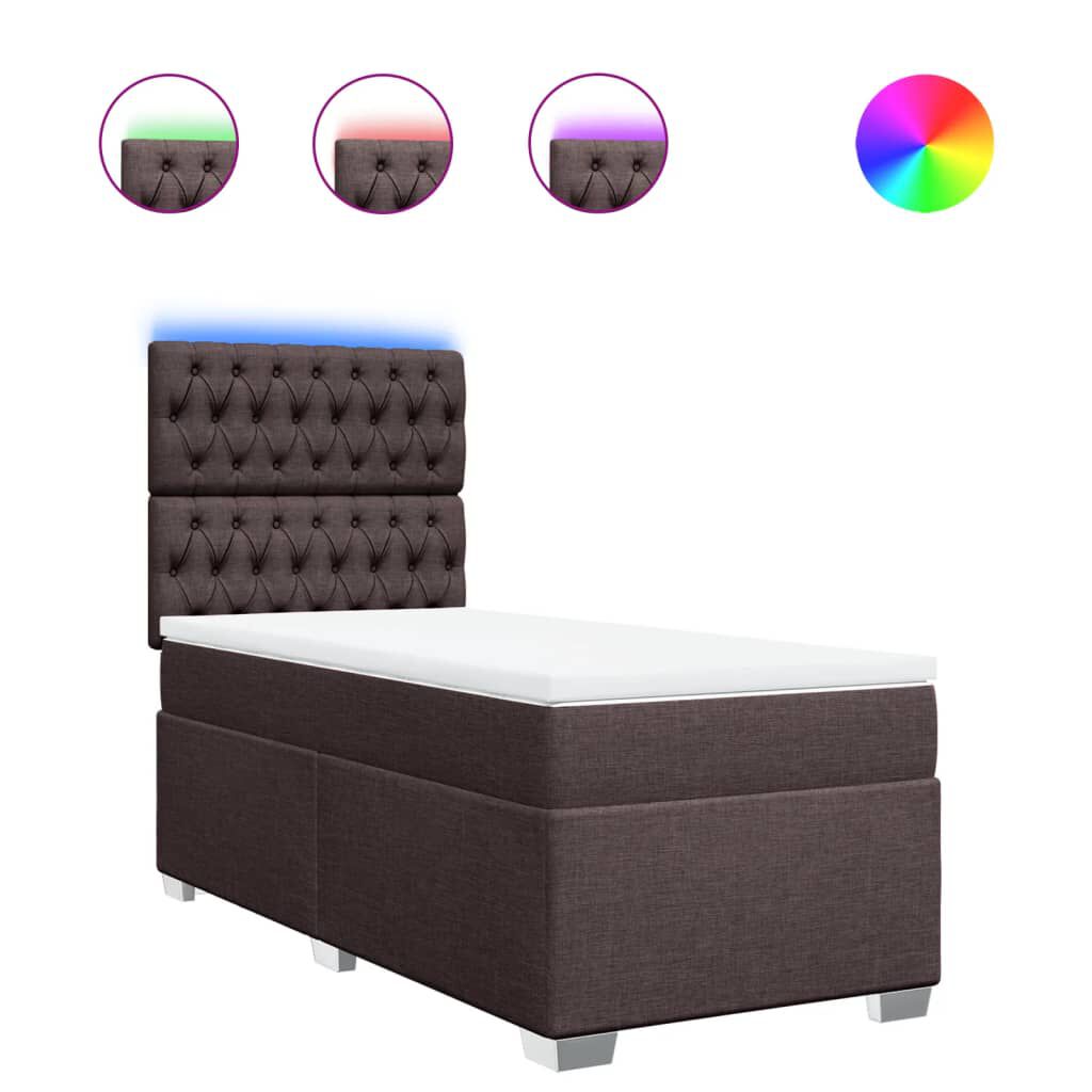 vidaXL Κρεβάτι Boxspring με Στρώμα Σκούρο Καφέ 80x200 εκ. Υφασμάτινο
