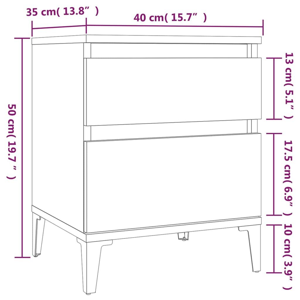 vidaXL Κομοδίνα Γυαλιστερό Λευκό 40x35x50 εκ.