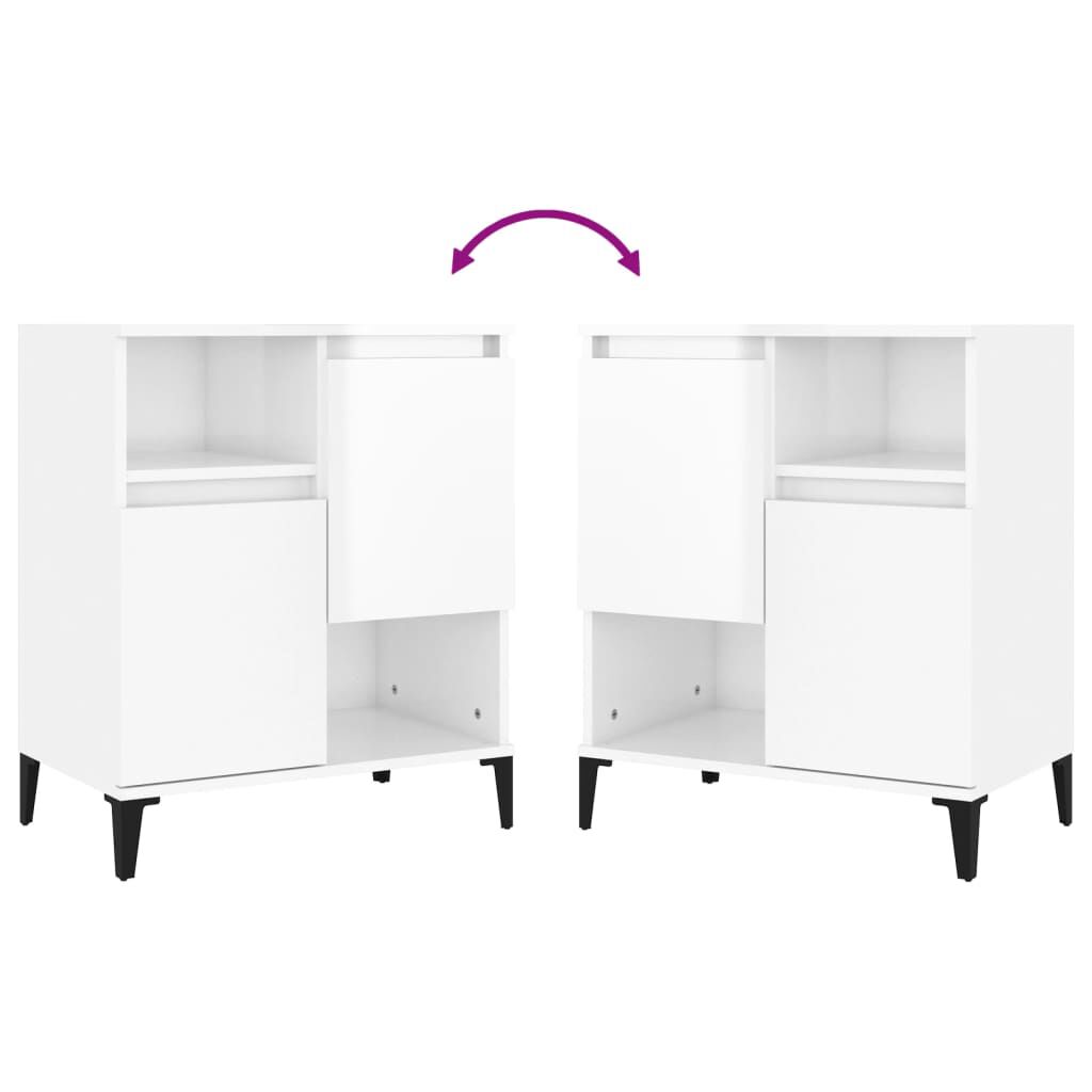vidaXL Ντουλάπια 3 τεμ. Γυαλιστ. Λευκό 60x35x70 εκ. Επεξεργασμένο Ξύλο