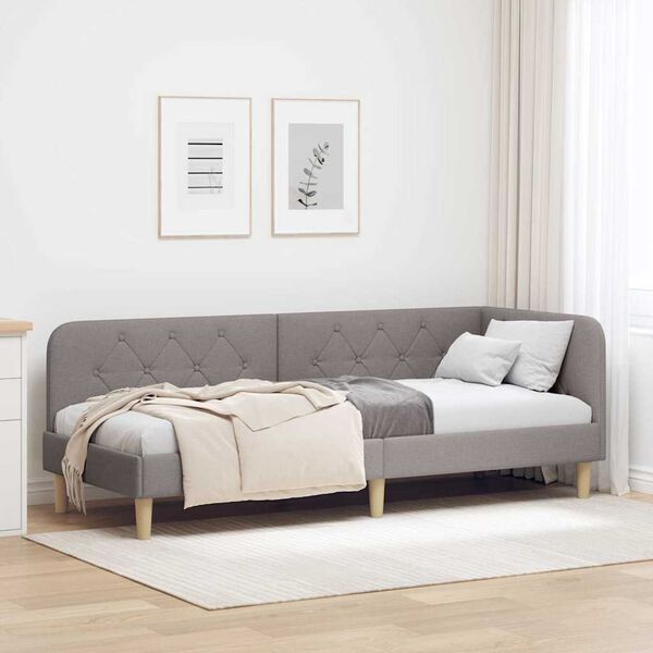 vidaXL Κρεβάτι Γωνίας με κεφαλάρι Taupe 80 x 200 cm ύφασμα