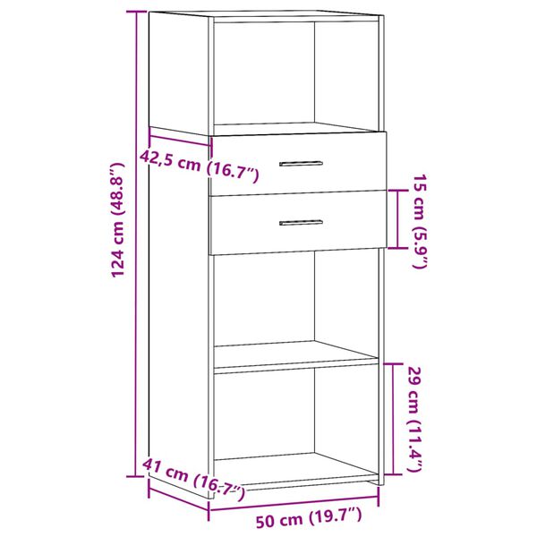 vidaXL Ντουλάπι Γκρι Sonoma 50x42,5x124 εκ. από Επεξεργασμένο Ξύλο