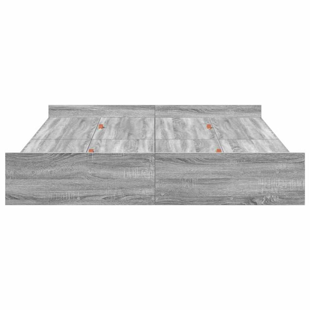 vidaXL Κρεβάτι με αποθηκευτικό χώρο Γκρι sonoma 135 x 190 cm