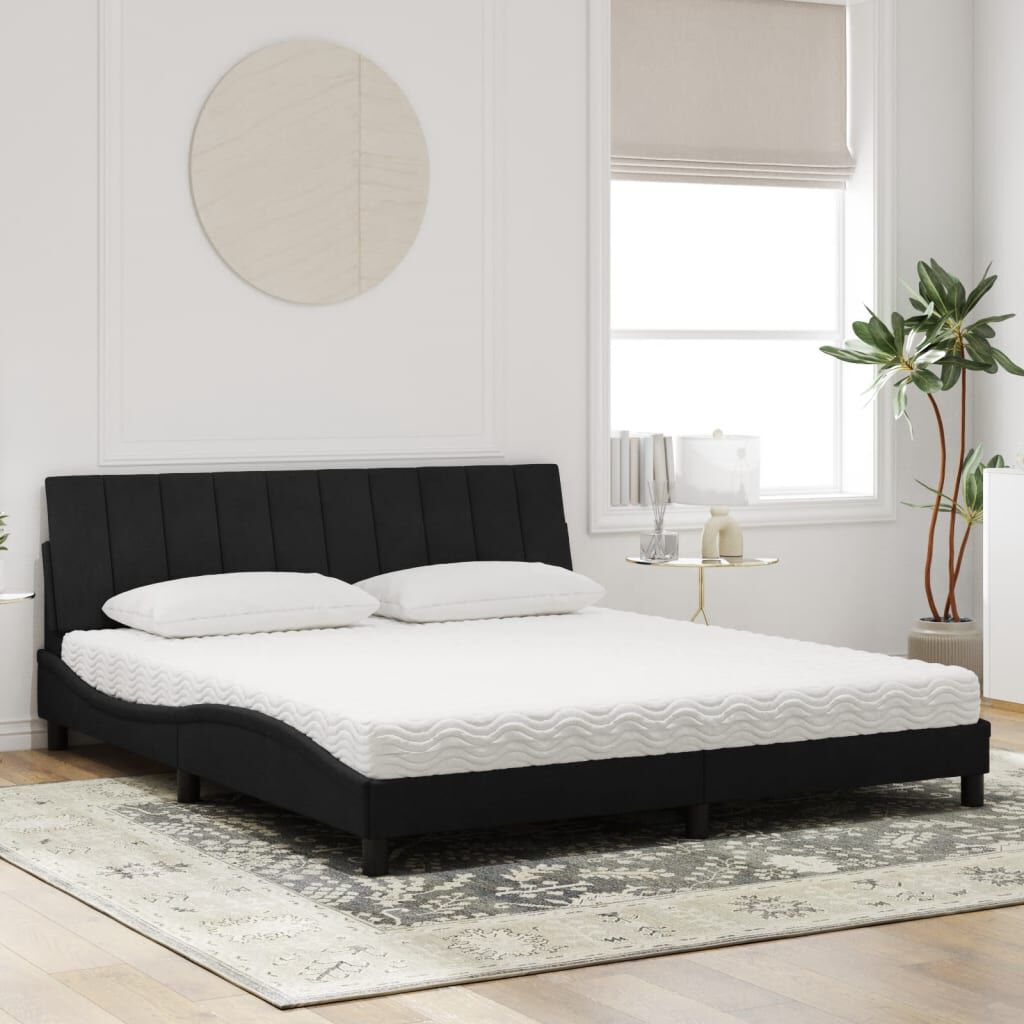 vidaXL Κρεβάτι με Στρώμα Μαύρο 180x200 εκ. Βελούδινο
