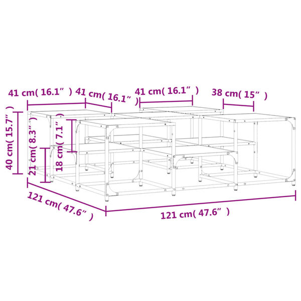 vidaXL Τραπεζάκι Σαλονιού Καφέ Δρυς 121x121x40 εκ. Επεξεργασμένο Ξύλο