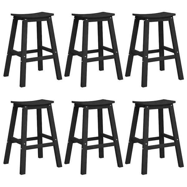 vidaXL Σετ Μπαρ Κήπου 6 pcs Μαύρο HDPE