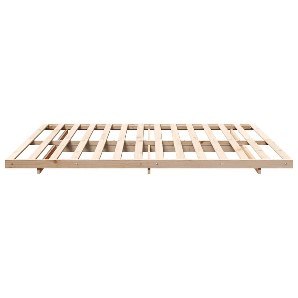 vidaXL Κρεβάτι δαπέδου Καφέ 200 x 220 cm Μασίφ ξύλο πεύκου