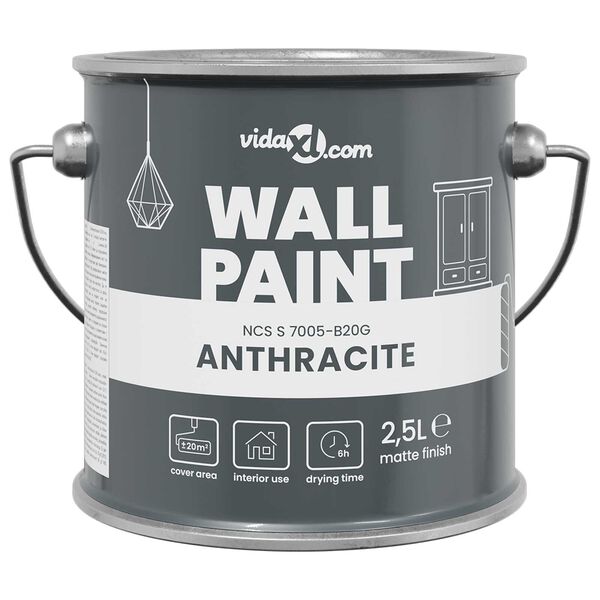 vidaXL Βαφή τοίχου Ανθρακί 2.5 L