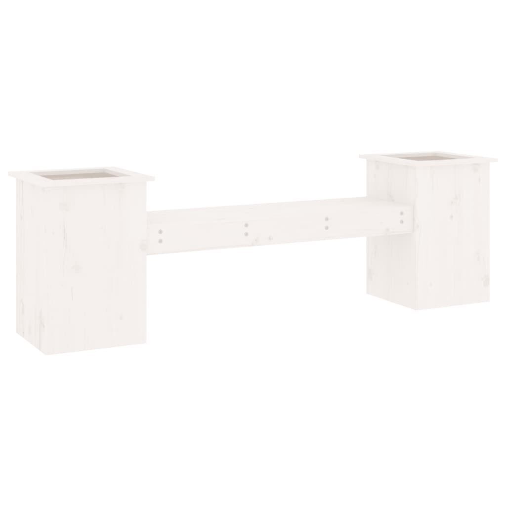 vidaXL Ζαρντινιέρα Παγκάκι Λευκό 184,5x39,5x56,5 εκ. Μασίφ Ξύλο Πεύκου