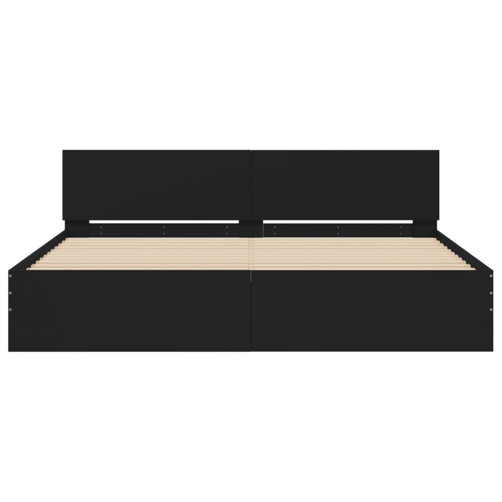 vidaXL Πλαίσιο Κρεβατιού με Κεφαλάρι/LED Μαύρο 180x200 εκ