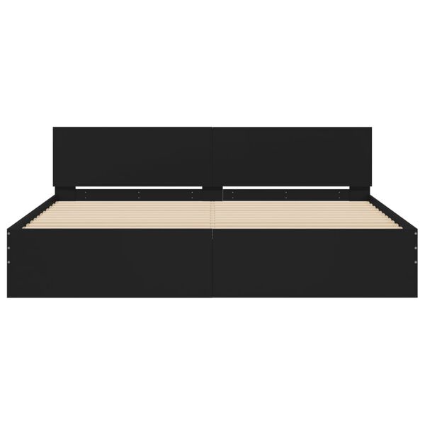 vidaXL Πλαίσιο Κρεβατιού με Κεφαλάρι/LED Μαύρο 180x200 εκ