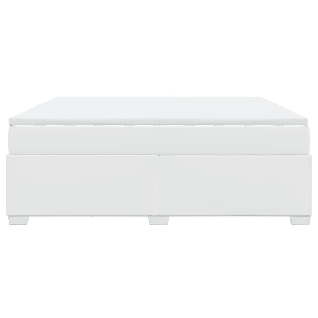 vidaXL Κρεβάτι Boxspring με Στρώμα Λευκό 180x200 εκ. Συνθετικό Δέρμα