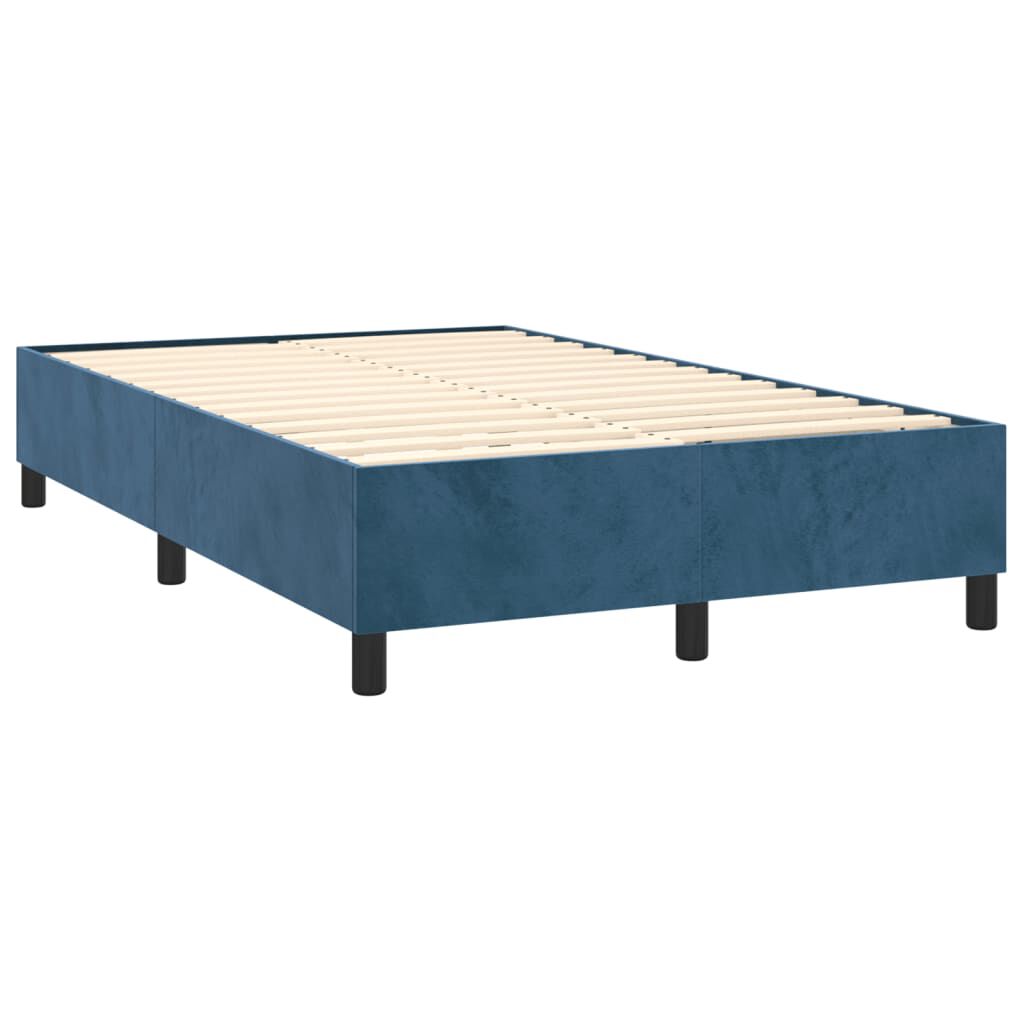 vidaXL Κρεβάτι Boxspring με Στρώμα Σκούρο Μπλε 120x190 εκ. Βελούδινο