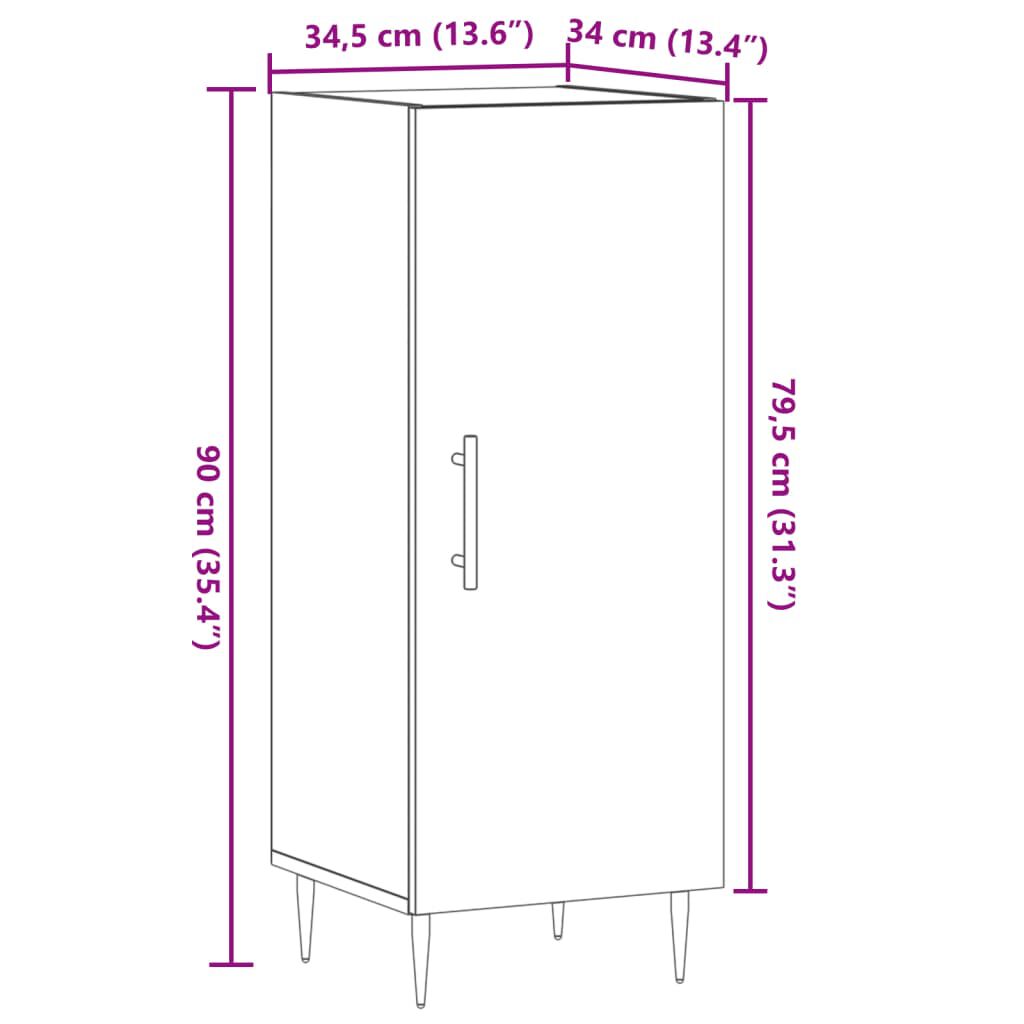 vidaXL Ντουλάπι Αρτισιανή Δρυς 34,5 x 34 x 90 εκ. Επεξεργασμένο Ξύλο